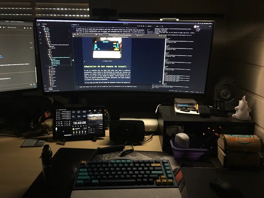 Mon espace de travail avec la lampe d'écran