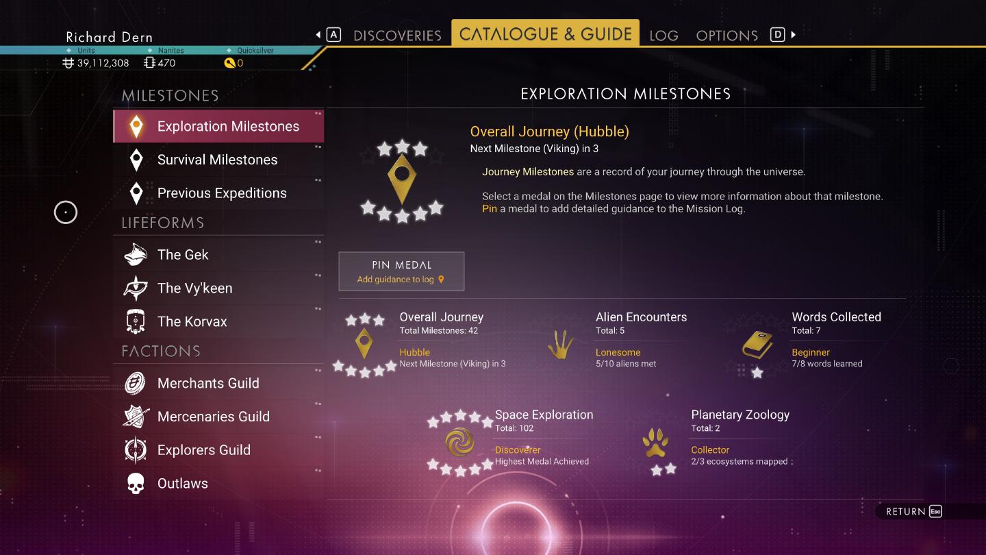 On peut suivre sa progression et sa réputation auprès des différentes races et factions de façon très exhaustive X5v22Z