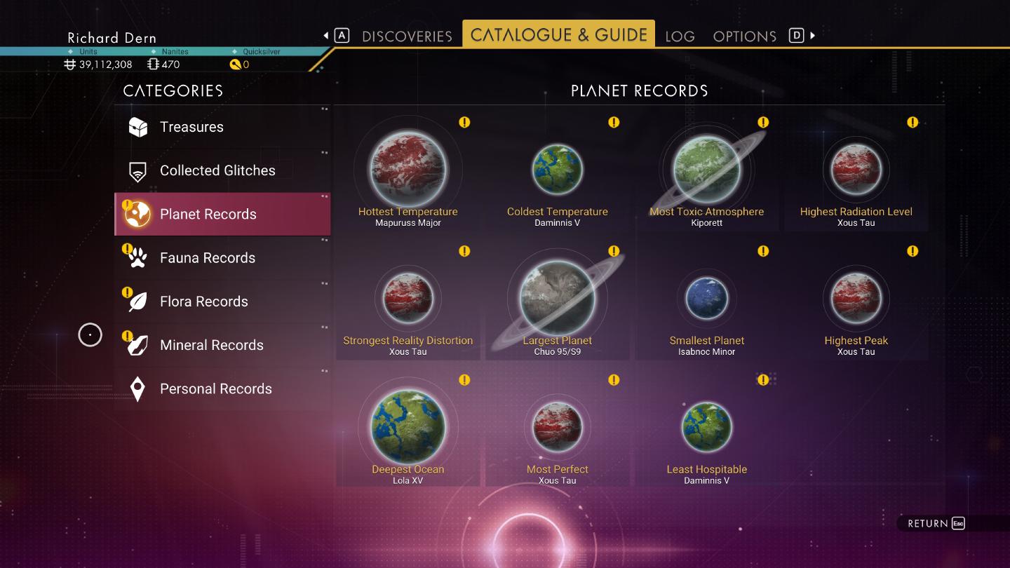 *No Man's sky* offre un catalogue assez complet des différentes contrées que l'on a visité... j5s2iM