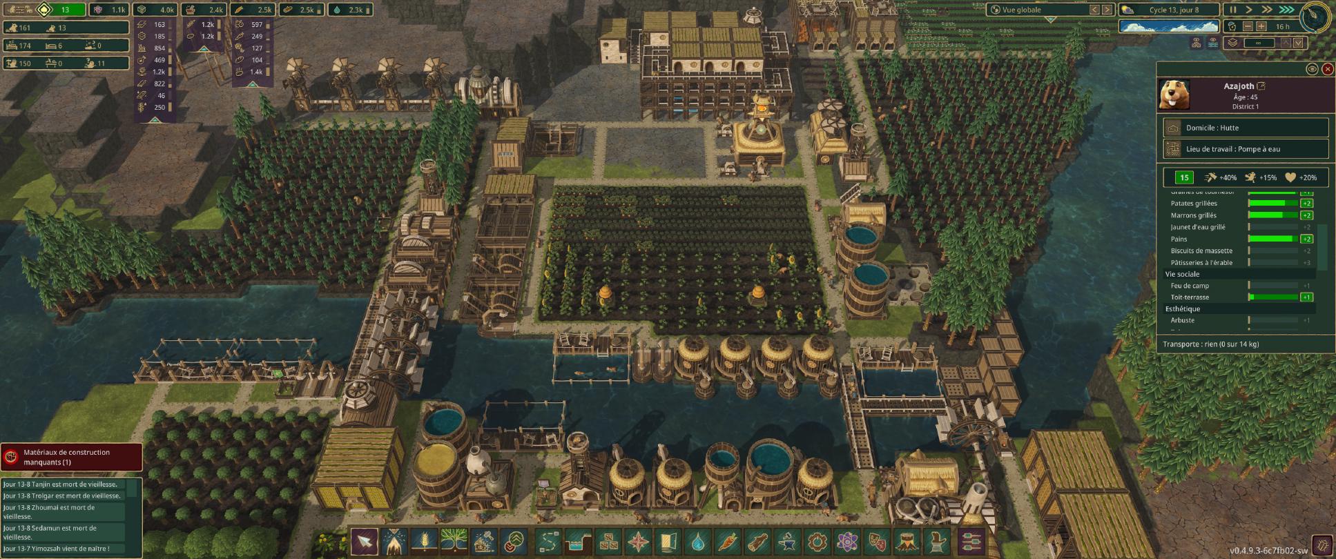 Cliquer sur un castor permet d'afficher ses besoins FFoFiM