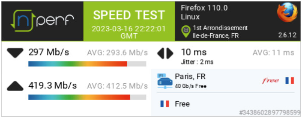 nperf depuis le PC de jeu câblé PEjaCD