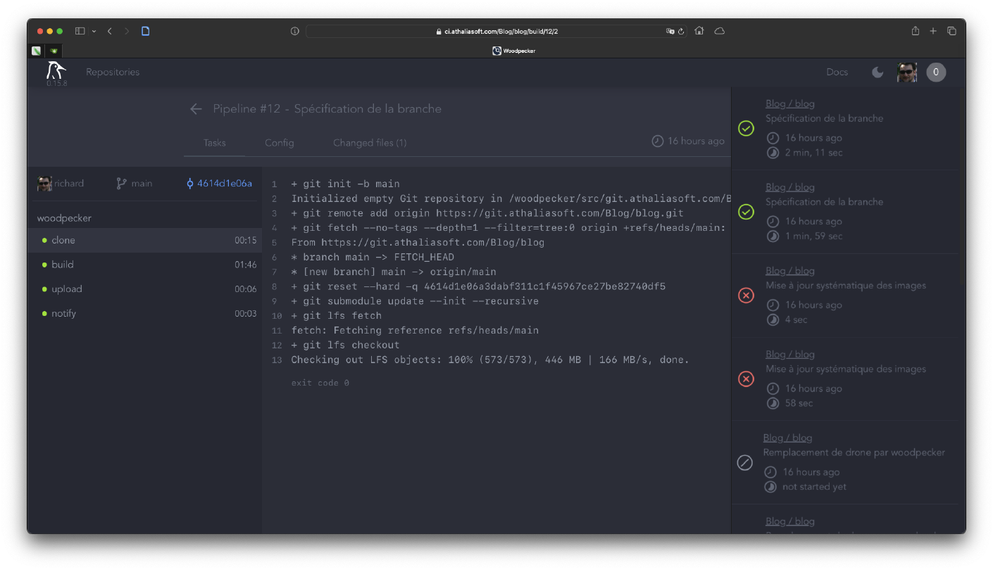Migration vers Woodpecker Feu5EX