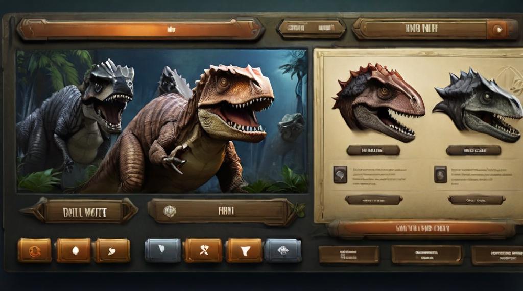 **Prompt :** *UI elements for a jurassic world themed website, based on management interfaces seen in the movie* HjuWkO