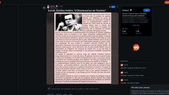 Image de couverture pour Extrait, Günther Anders, "L’Obsolescence de l’homme" : r/france