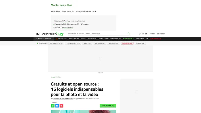 Image de couverture pour Gratuits et open source : 16 logiciels indispensables pour la photo et la vidéo - Les Numériques