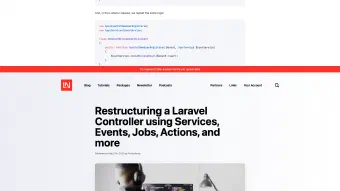 Image de couverture pour Restructuring a Laravel Controller using Services, Events, Jobs, Actions, and more - Laravel News