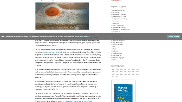 Image de couverture pour Alien Intelligence and the Concept of Technology—Stephen Wolfram Writings