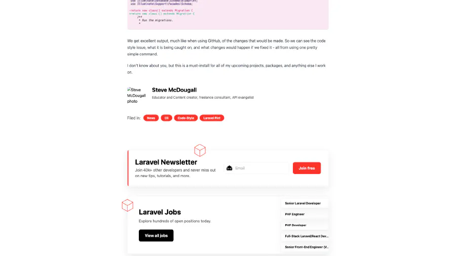 Image de couverture pour Laravel Pint - Laravel News