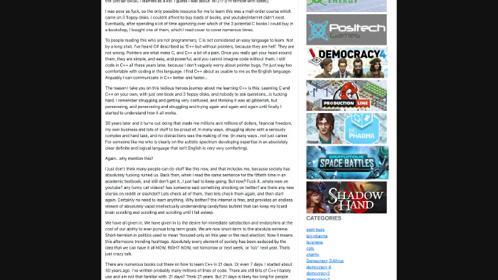 Image de couverture pour This article is too long for you – Cliffski's Blog