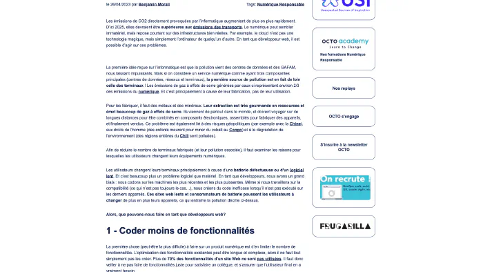 Image de couverture pour Comment sauver le climat en tant que développeur web ? - OCTO Talks !