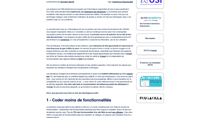 Image de couverture pour Comment sauver le climat en tant que développeur web ? - OCTO Talks !