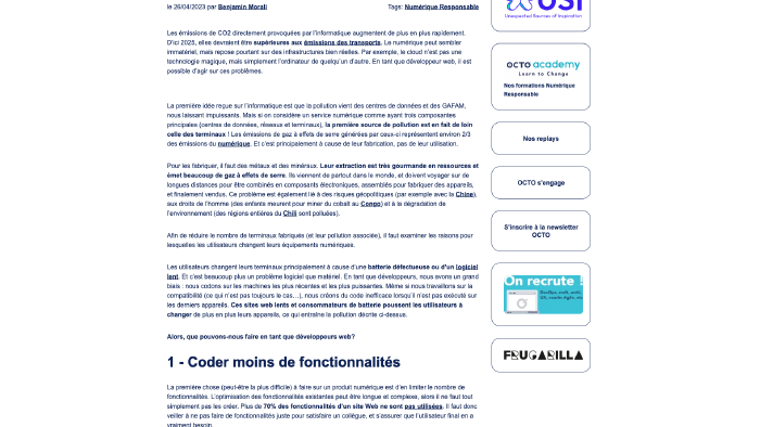 Image de couverture pour Comment sauver le climat en tant que développeur web ? - OCTO Talks !