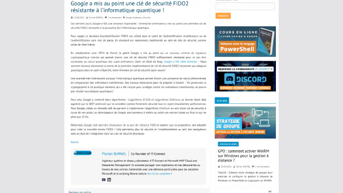 Image de couverture pour Google a développé une clé FIDO2 résistante à l'informatique quantique