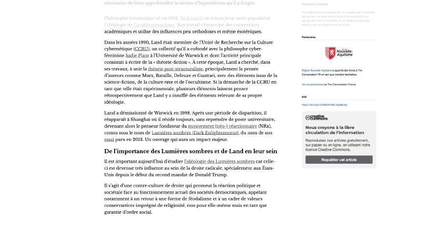 Image de couverture pour L’hyperstition, un concept au cœur de la vision de Nick Land, idéologue des Lumières sombres autour de Trump