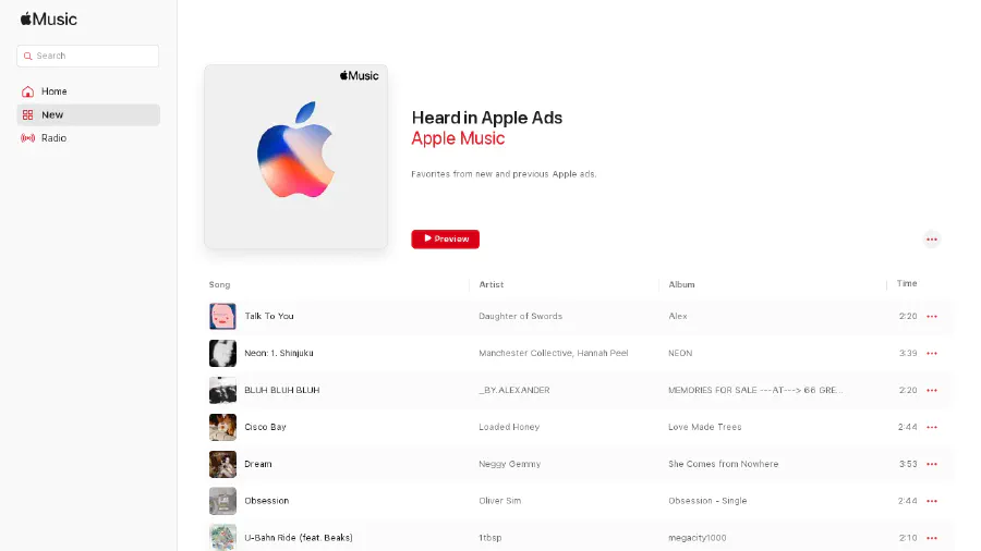 Image de couverture pour Heard in Apple Ads - Playlist - Apple Music