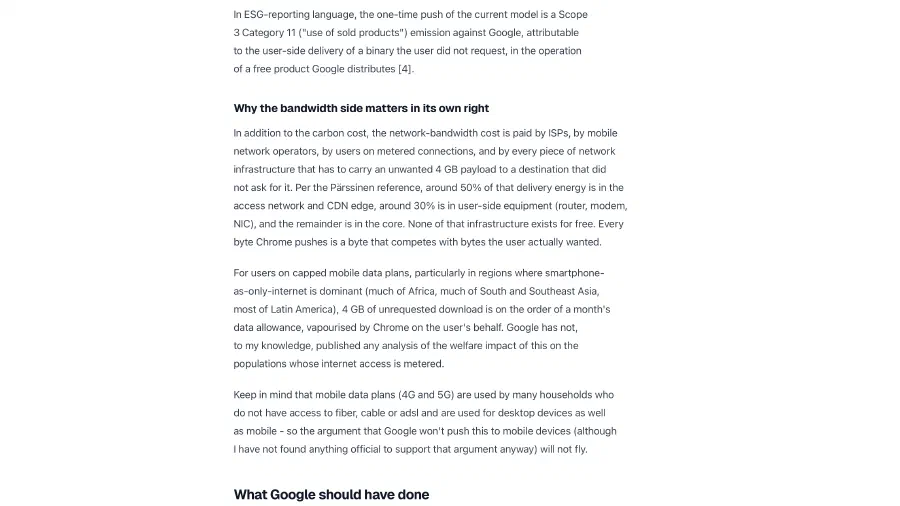 Image de couverture pour Google Chrome silently installs a 4 GB AI model on your device without consent. At a billion-device scale the climate costs are insane. — That Privacy Guy!