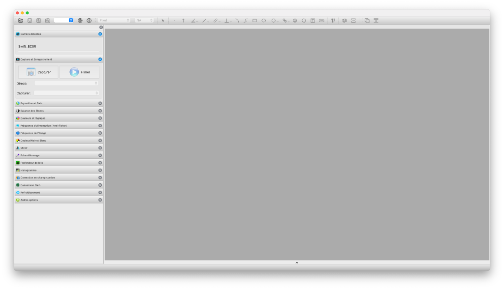 Accueil du logiciel Swift Imaging home