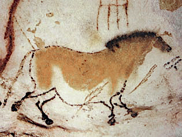 Cheval peint à l'ocre jaune et au bioxyde de manganèse dans la grotte de Lascaux Lascaux2