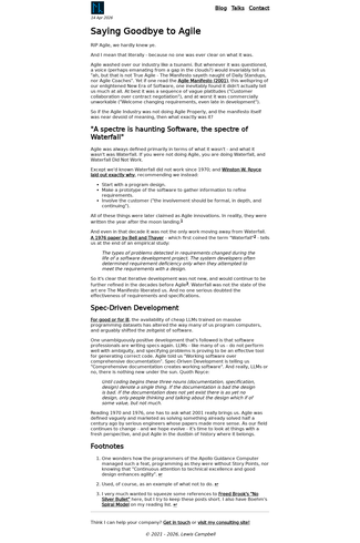 Couverture de Saying Goodbye to Agile